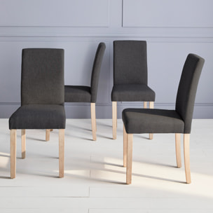 Chaise bois d'hévéa cérusé et tissu (lot de 4) RITA
