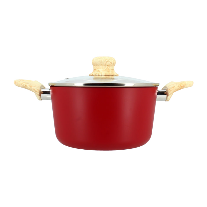 Faitout en revêtement céramique 20cm rouge - tous feux COLORAMA