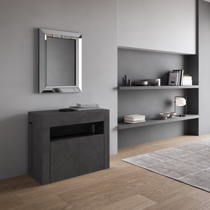Consolle allungabile 90x42/302 cm Evolve Antracite Spatolato allunghe interne con panca inferiore