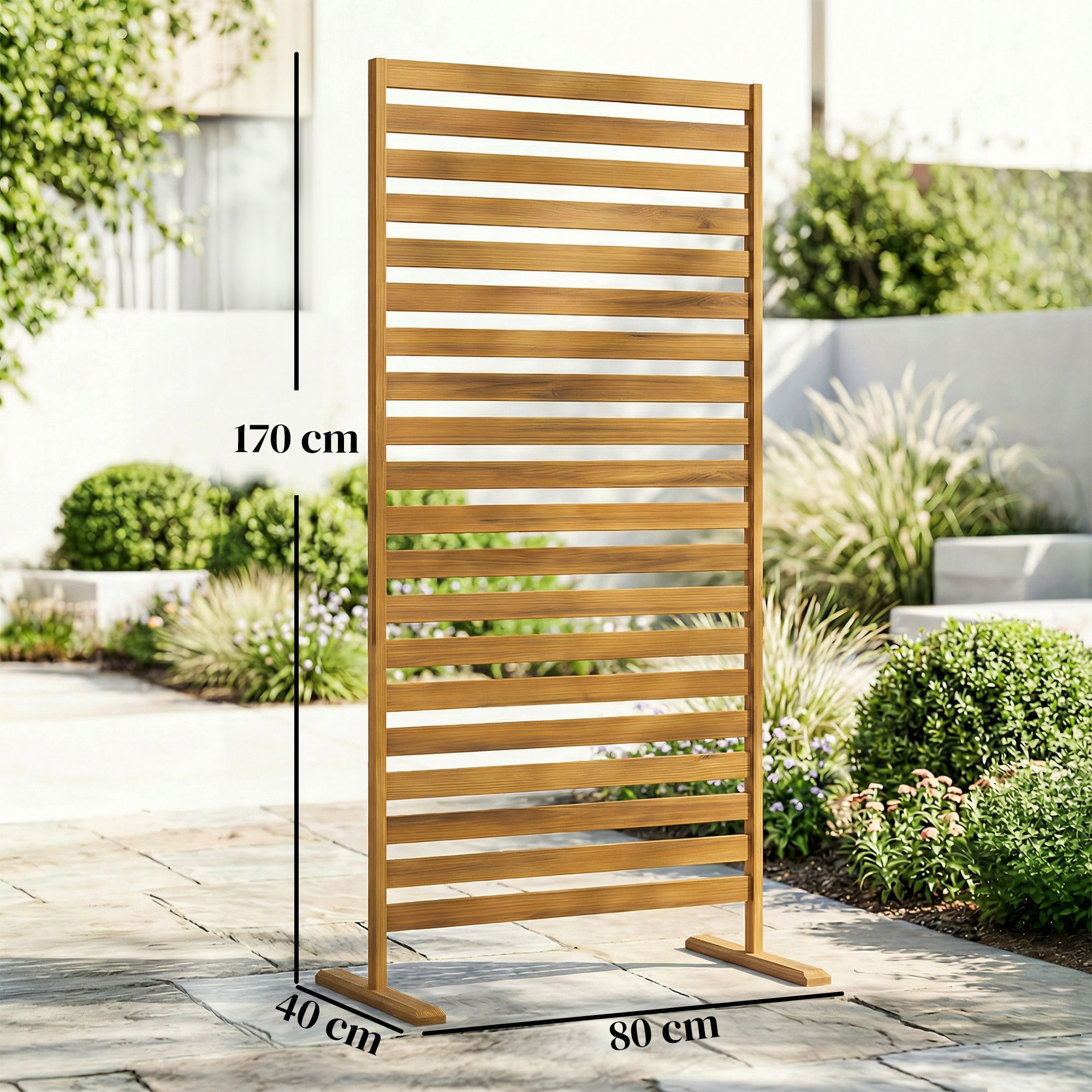 Biombo de Madera, 170x80 cm, Biombo Separador de Ambientes, Enrejado para Exterior, Jardín, Patio, Terraza, Marrón
