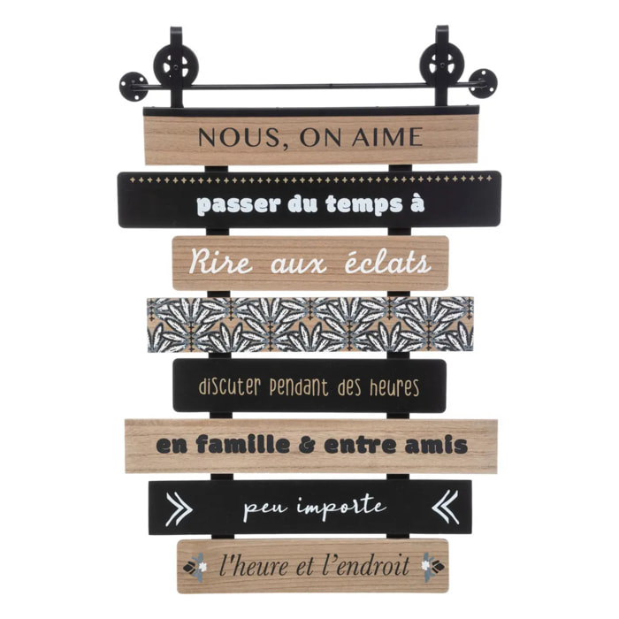 Déco murale "Jim" en bois & métal 48x72cm