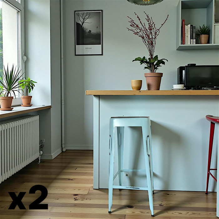 Tabouret de bar bleu (lot de 2) LEEDS