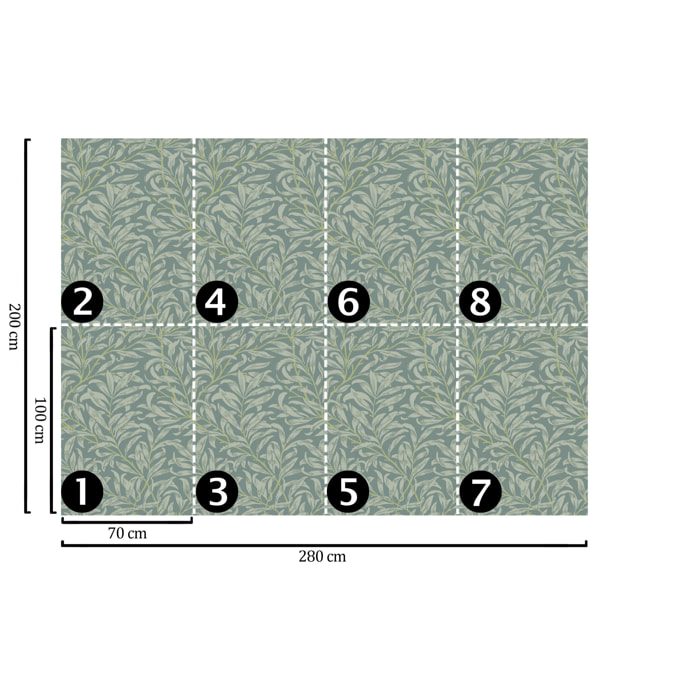 Carta da parati botanica verde salvia