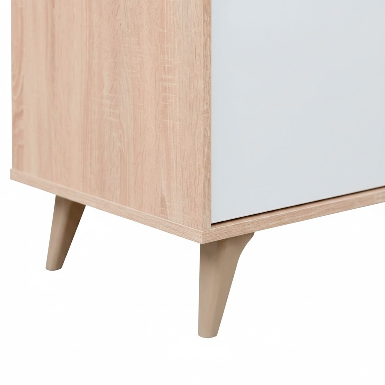 Credenza 3 Ante Con Apertura Push Madia Mobile Contenitore Moderno Con 6 Ripiani Interni Per Soggiorno Sala Da Pranzo 154 x 40 x 75 Cm Rovere Bianco