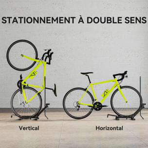 Râtelier vélo - support vélo au sol hauteur réglable pliable - compatible 20-29 pouces - acier noir