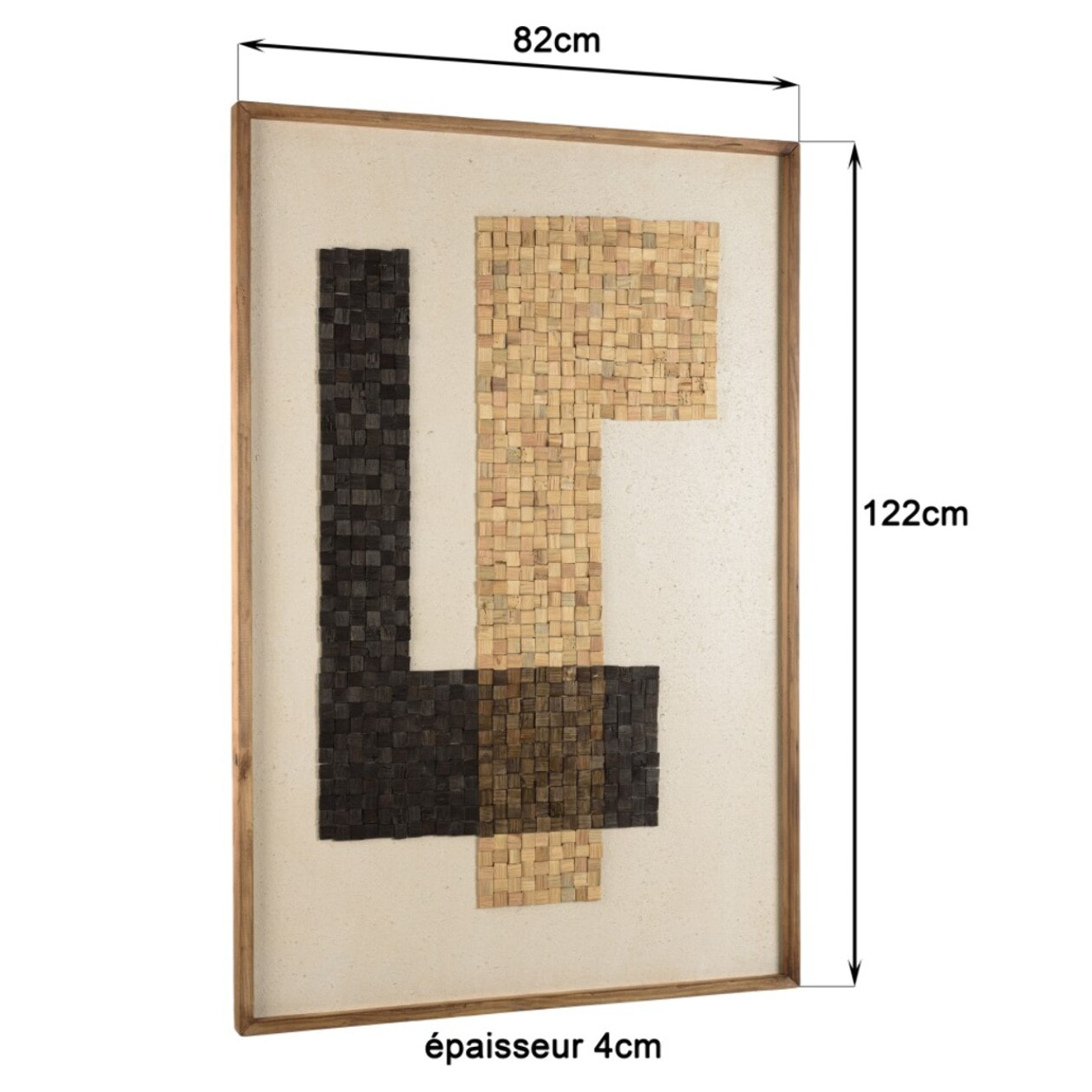 SANDY - Décoration murale 82x122cm mosaïque beige/noire en Pin recyclé