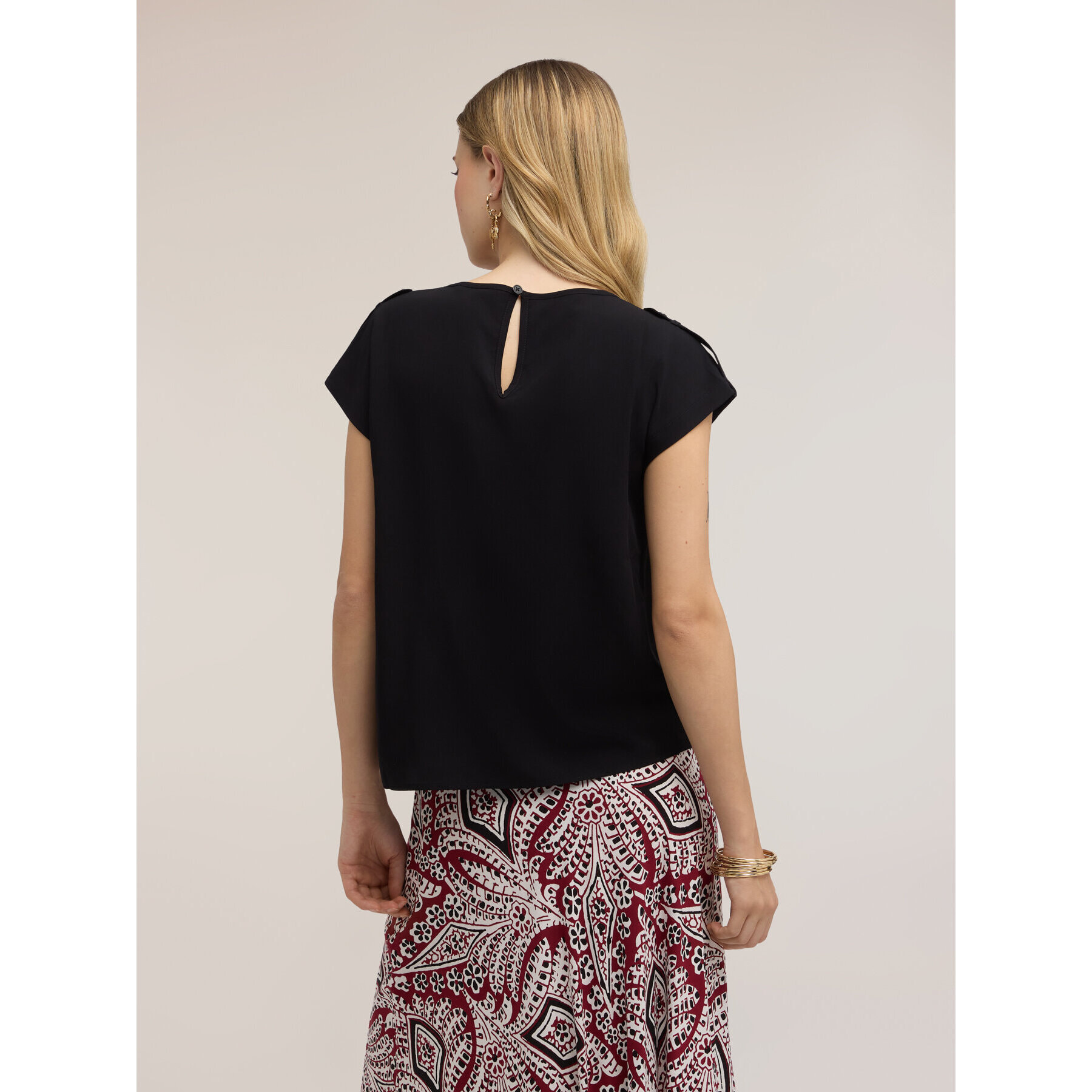 Motivi - Blusa in viscosa con tasche - Nero