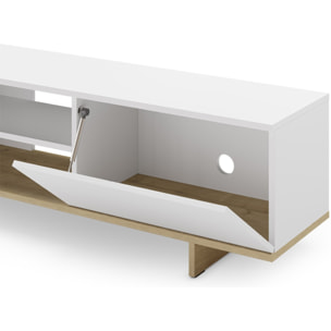 Meuble Tv 1 porte et décor chêne - ALICIA