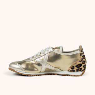 Zapatilla Retro Metalizada Oro y Animal Print MUNICH OSAKA 589