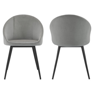 Lot de 2 chaises vintage DIANE velours gris