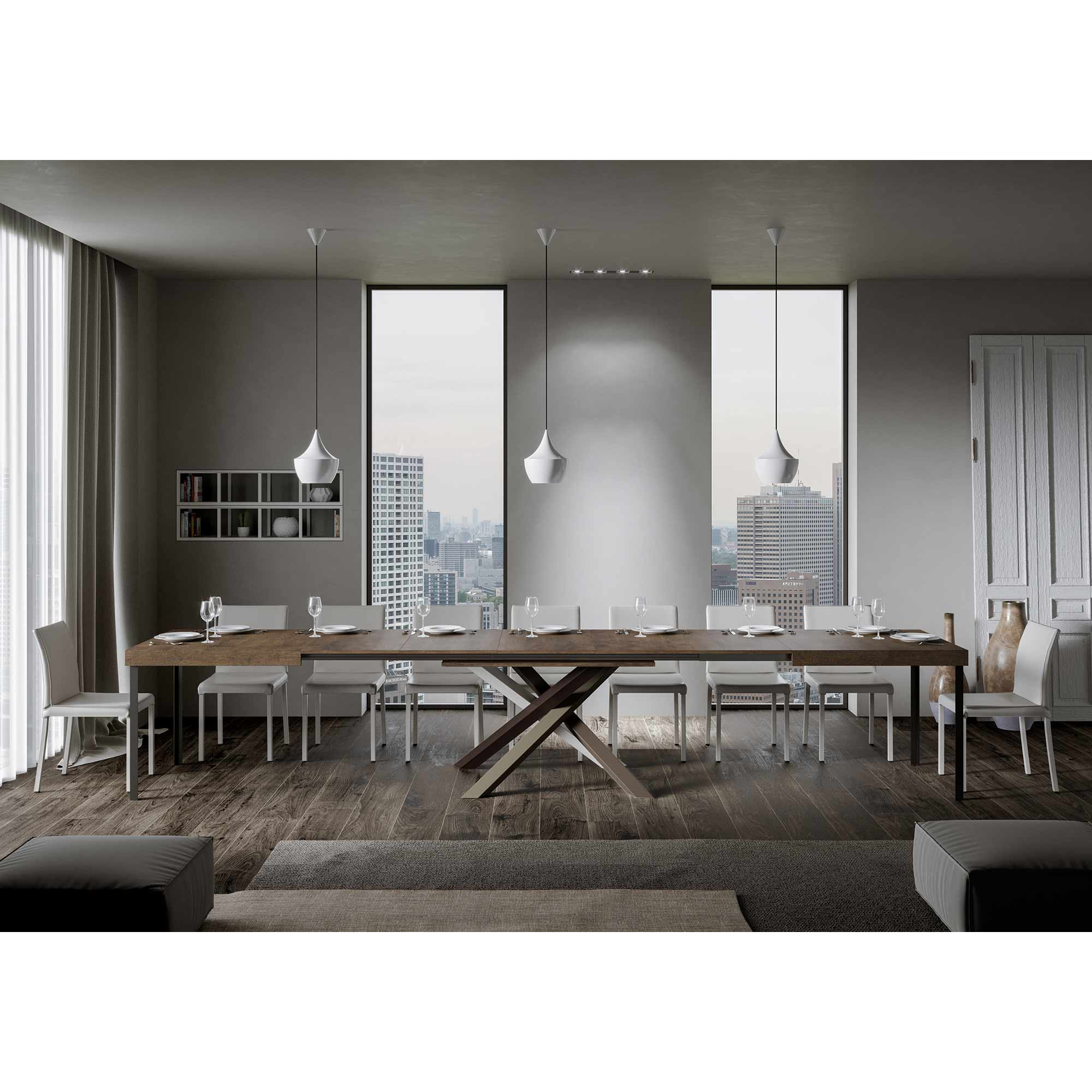 Table extensible 90x160/420 cm Volantis Noyer cadre 4/C