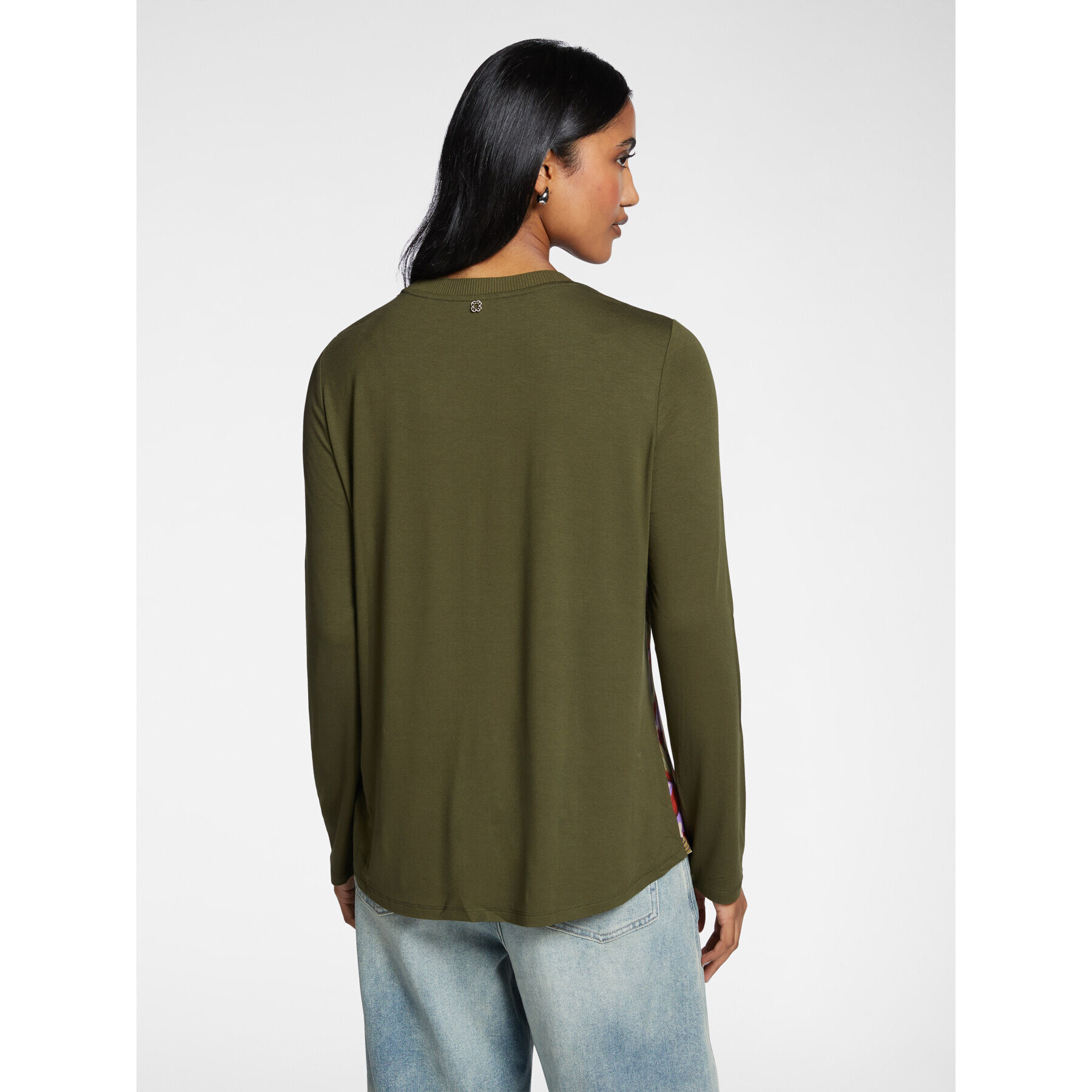 Elena Mirò - Blusa bimateria estampada - Verde militare