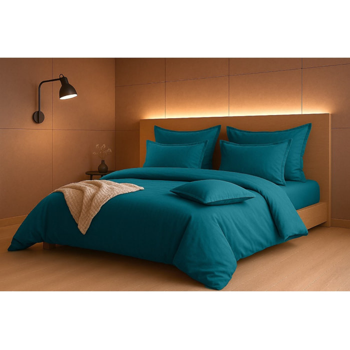 PARURE HOUSSE DE COUETTE 1 PERS 140x200 percale de Coton - PERCALE EMERAUDE