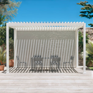 Pergola Bioclimatique blanche – Triomphe – 300x400cm. aluminium. à lames orientables + store 400cm