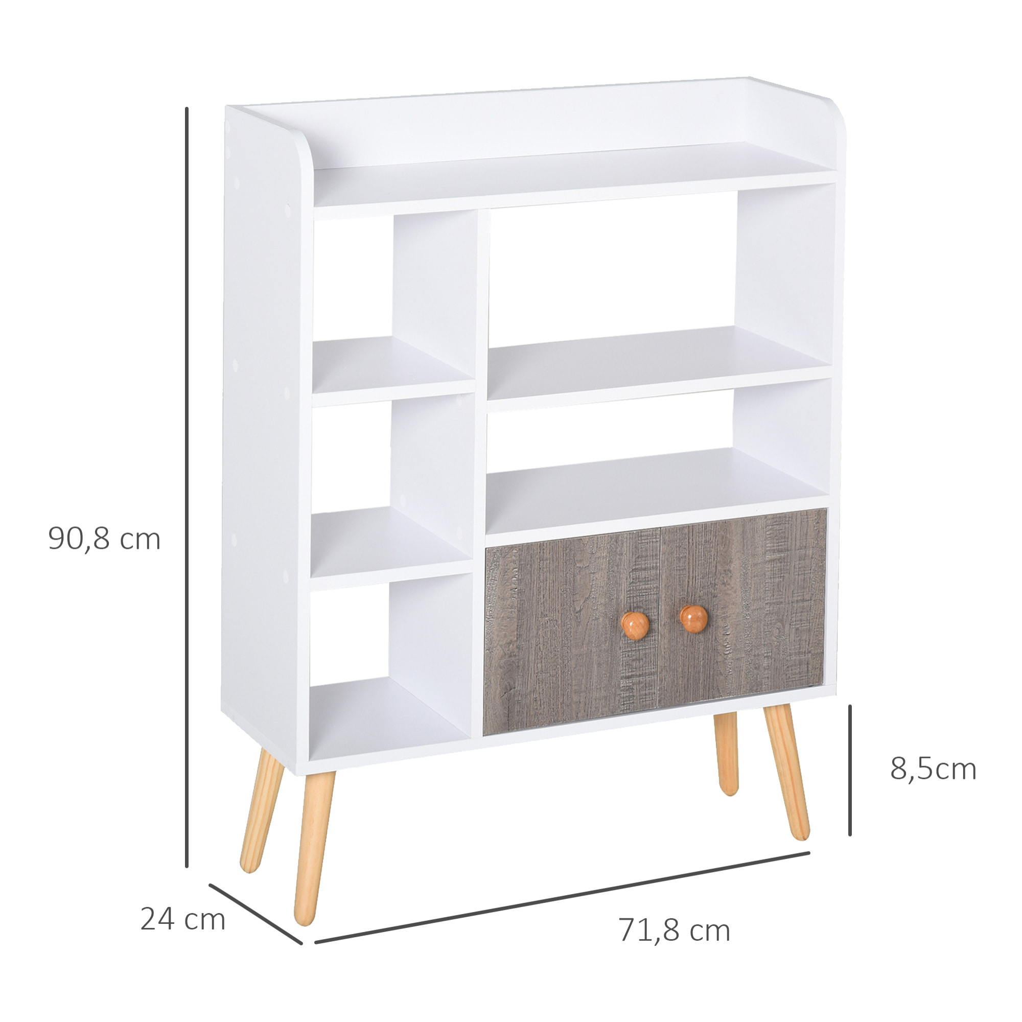 Bibliothèque scandinave multi-rangements blanc gris