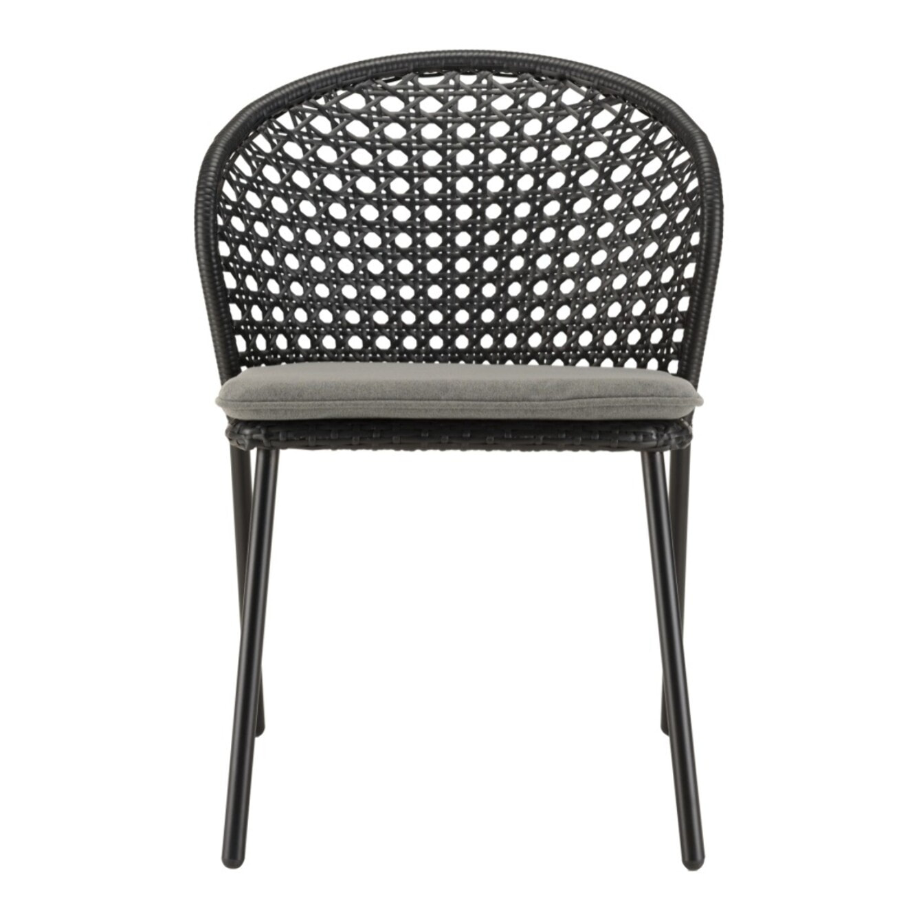 MALO - Lot de 2 chaises rotin synthétique noir dossier arrondi ajouré