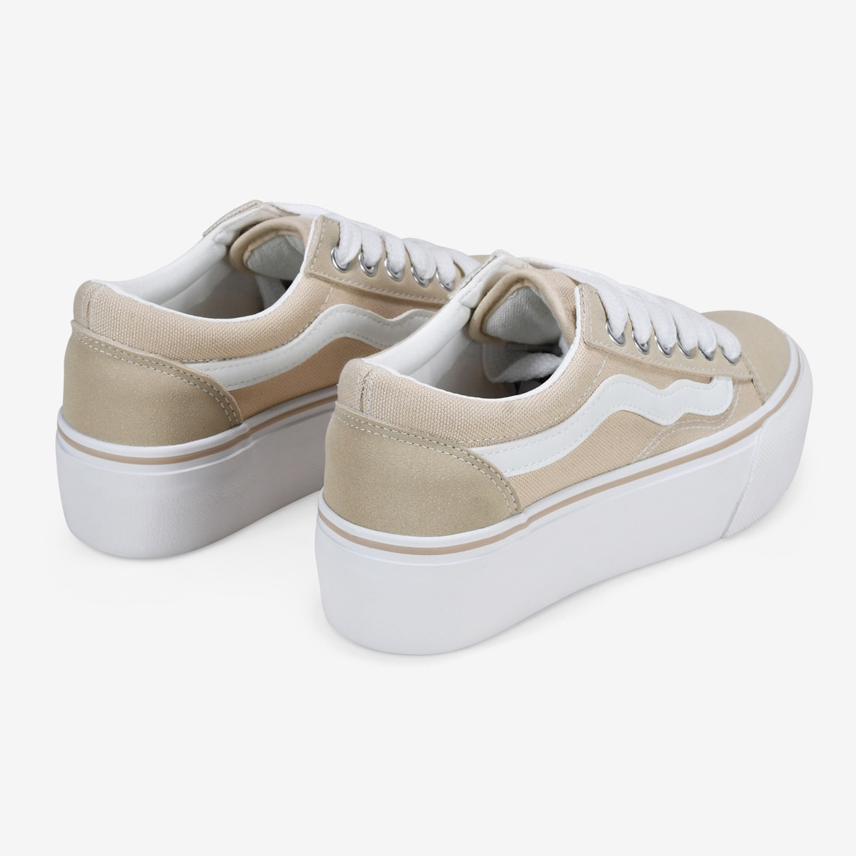 Zapatillas de tela beige con plataforma