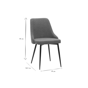 Chaises design en tissu effet velours texturé terre brûlée et métal noir (lot de 2) CULT