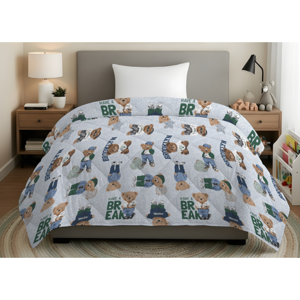 Trapuntino Estivo Leggero 100gr Ideale Primavera/ Estate Disegno Teddy Azzurro