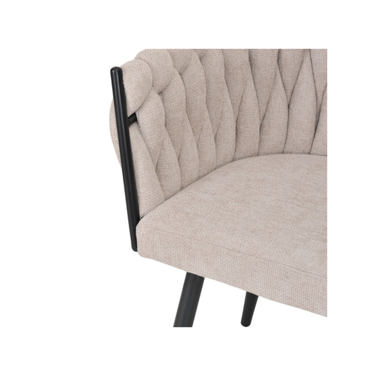 Chaise en tissu maille tressé matelassé avec accoudoirs - MELODIE 2