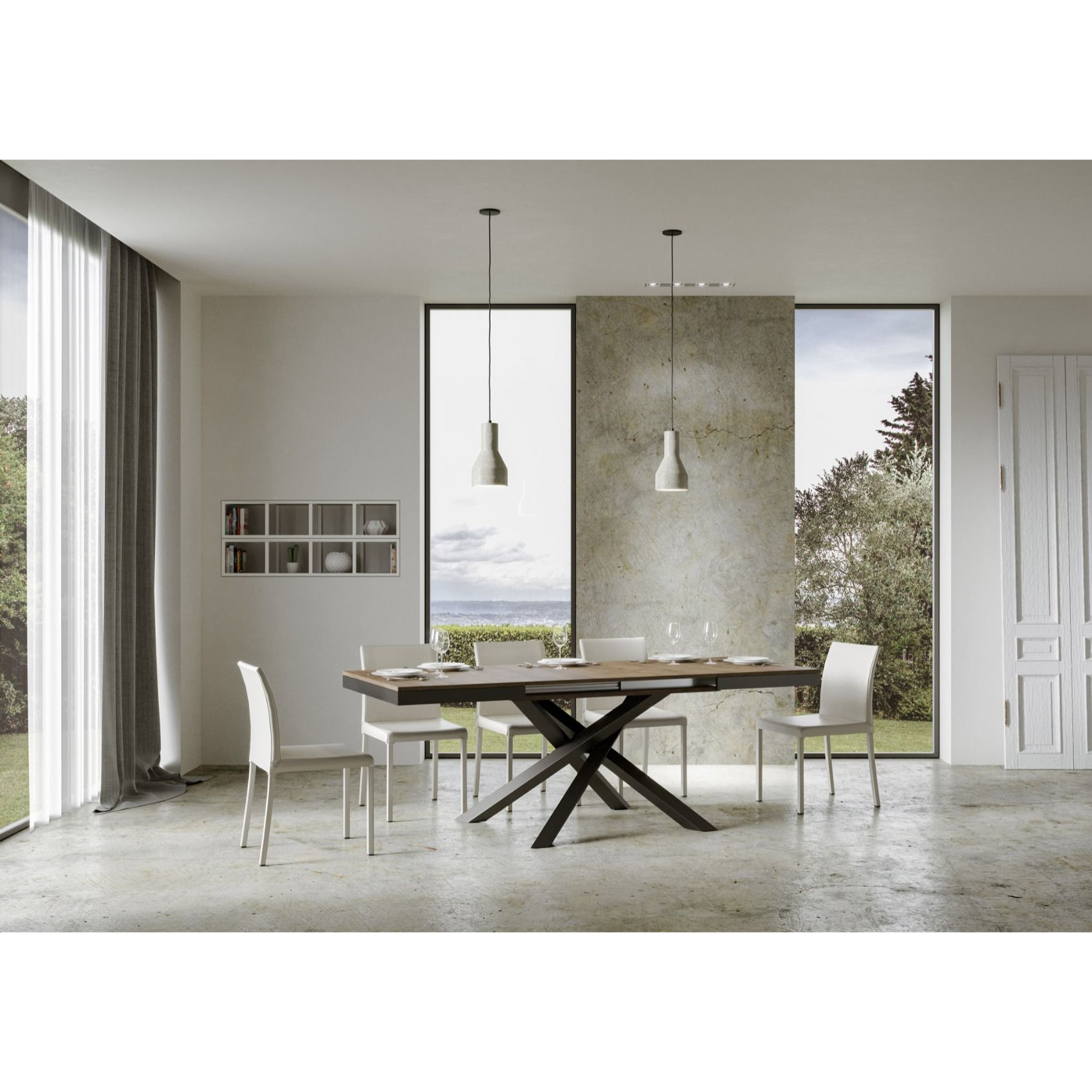 Table extensible 90x120/380 cm Volantis Evolution Noyer cadre Anthracite