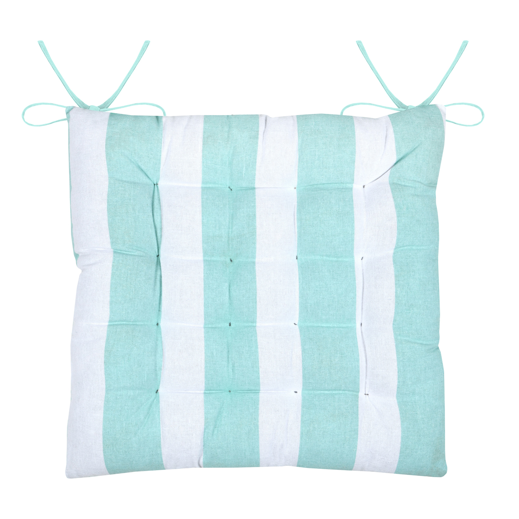 Galette de chaise polycoton matelassée à rayures - Vert