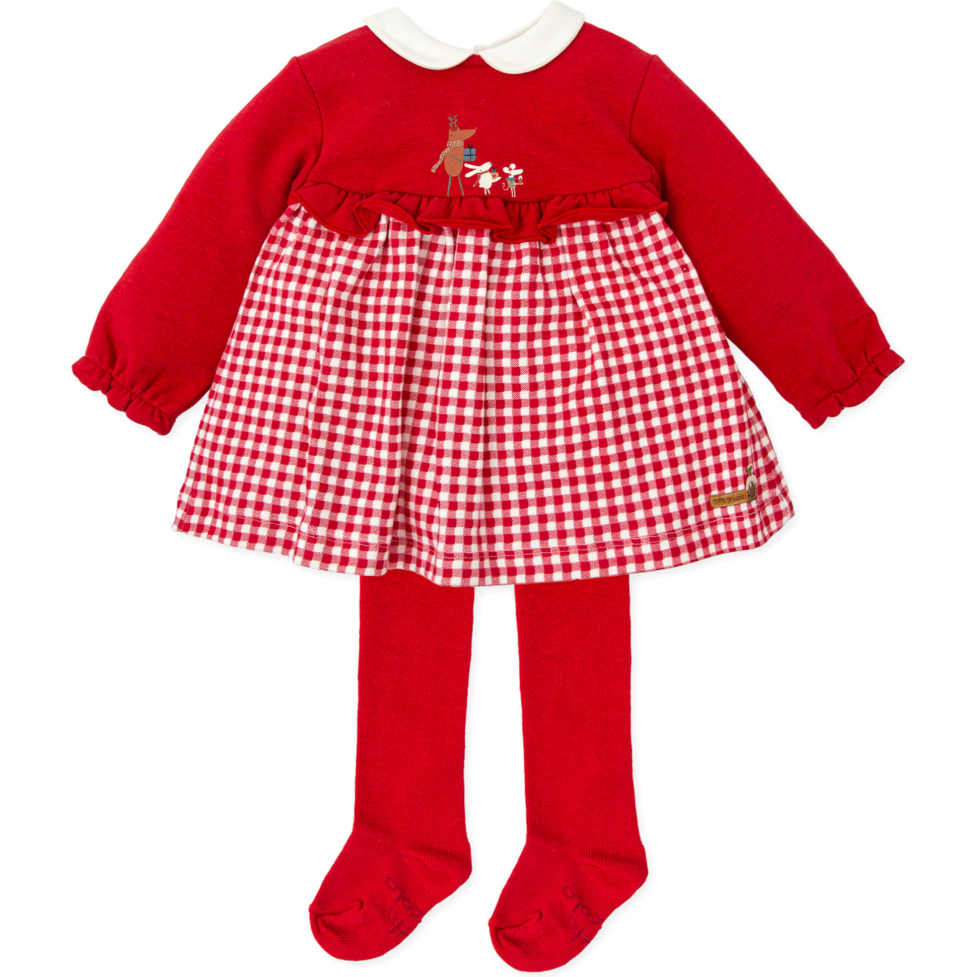 Vestido con leotardos . - Rojo