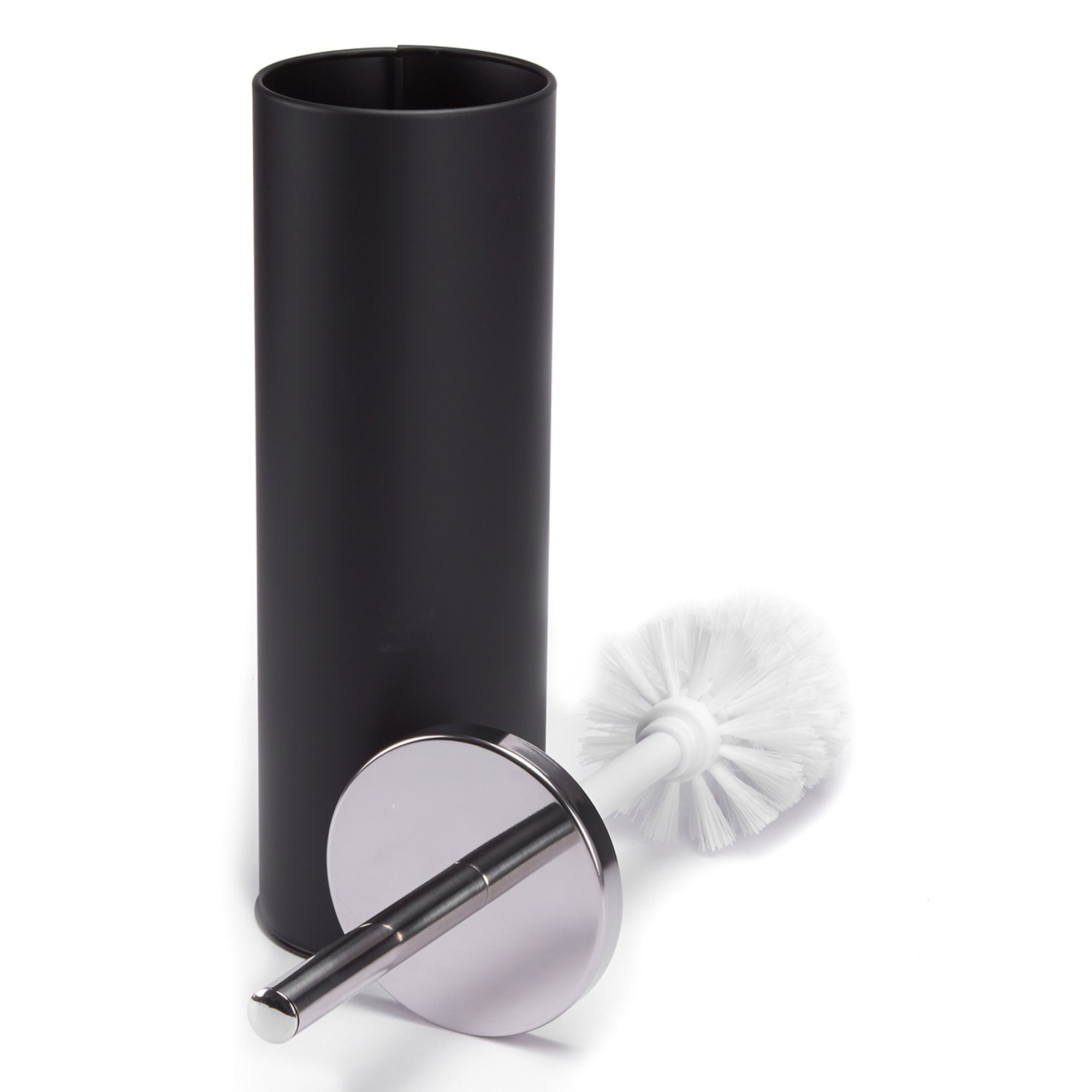 ESCOBILLA DE BAÑO METAL Y ACERO INOXIDABLE NEGRA