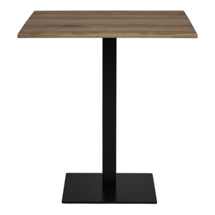 Tavolo bistrot Lignano in rovere affumicato con base in metallo nero 70x70x75 cm