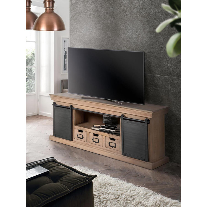 Mueble tv - madera y metal - 55x150x40cm