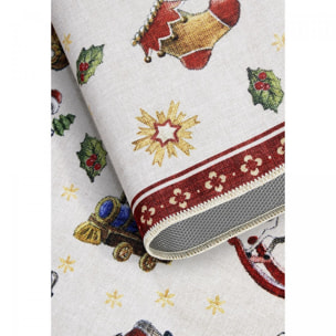 Tapis salon ou chambre enfant,  motif fêtes de SANTA, kilim original, entretien facile