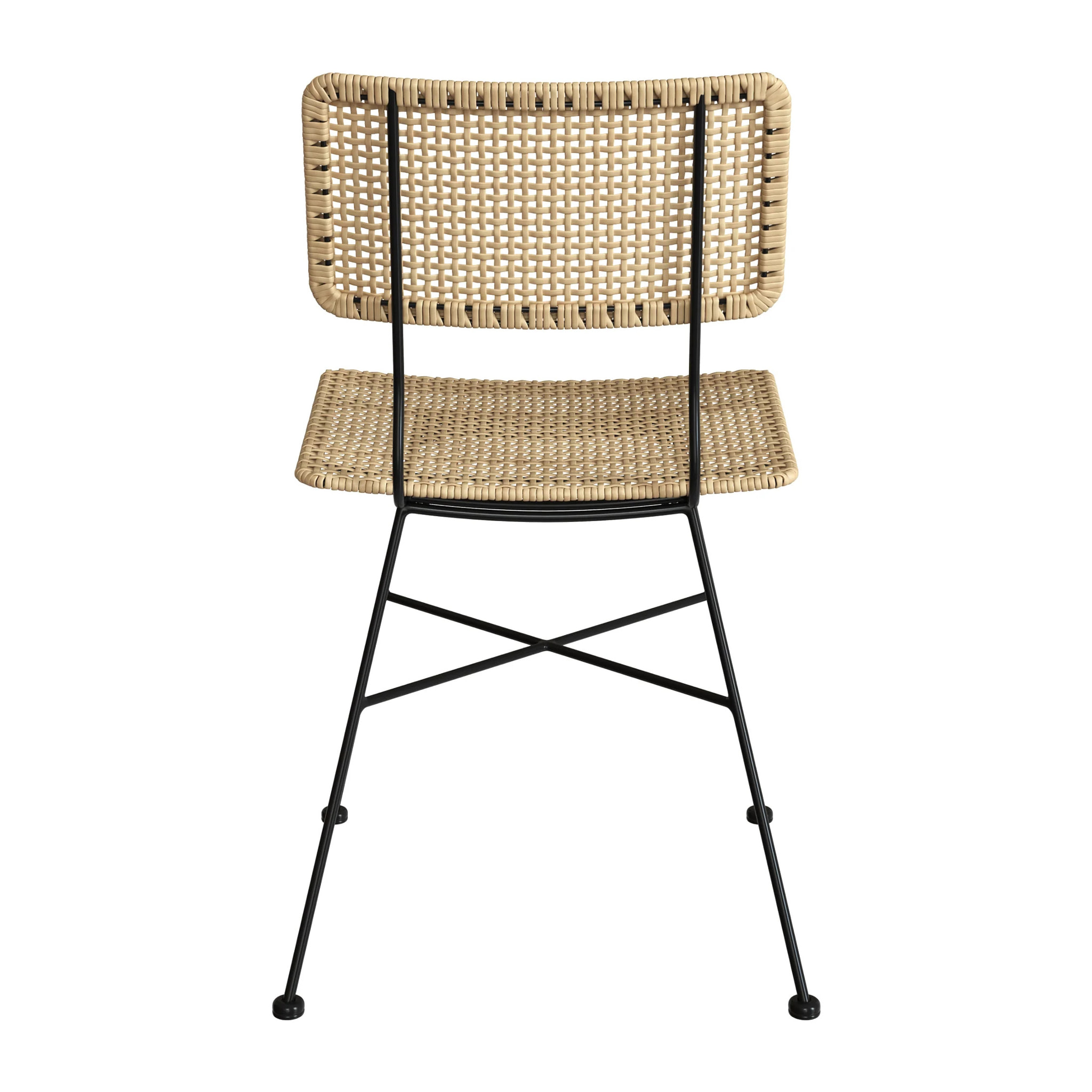 Lot de 2 chaises en rotin et pieds en métal noir - Borga