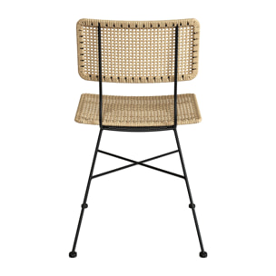 Lot de 2 chaises en rotin et pieds en métal noir - Borga