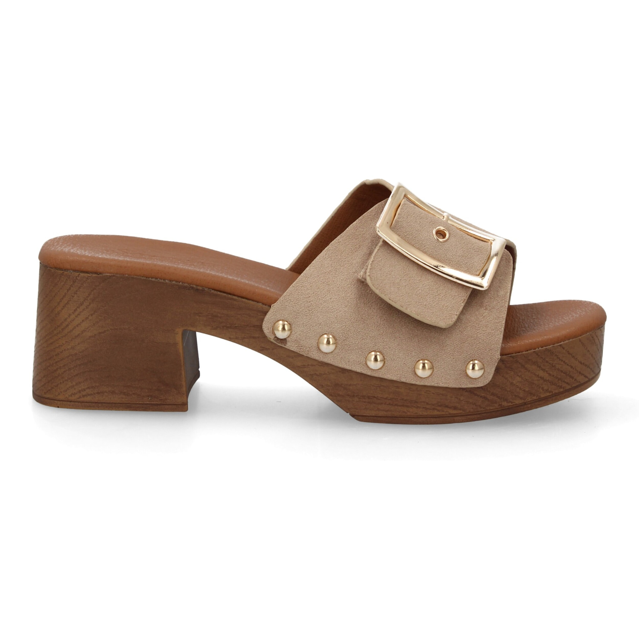 Sandalia tacon tipo zueco mujer