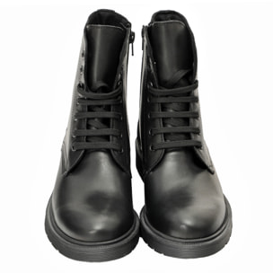 Anfibi in vera pelle con stringhe e lampo laterale