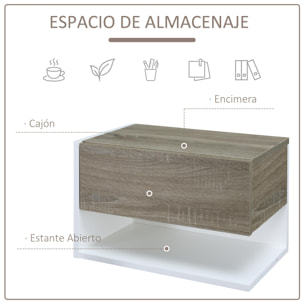 Set de 2 Mesitas de Noche de Madera 46x30x30cm Blanco, Roble