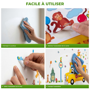 Stickers Muraux décoration adhésifs bus et animaux rigolos