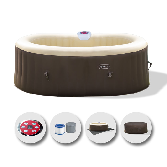 Spa Idromassaggio Ovale Gonfiabile Riscaldata 2 Persone EASE.ZONE 190x120x65cm 550L Pompa Super Silenziosa Integrata