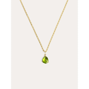 Collar Birthstone Peridot Plata Baño Oro