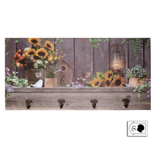 Appendino in legno da 4 posti con led girasoli cm60x30x1,8