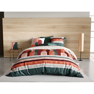 Parure housse de couette coton rouge