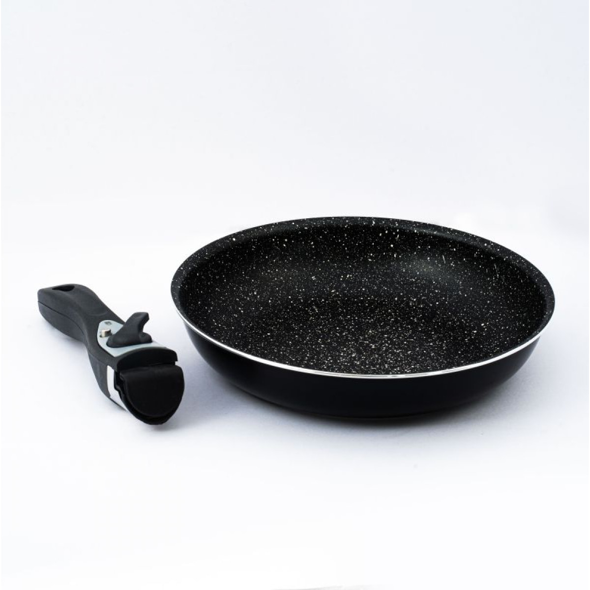 Batterie de cuisine revêtement pierre avec manche amovible 10 pieces noir Herzberg HG5000-BK