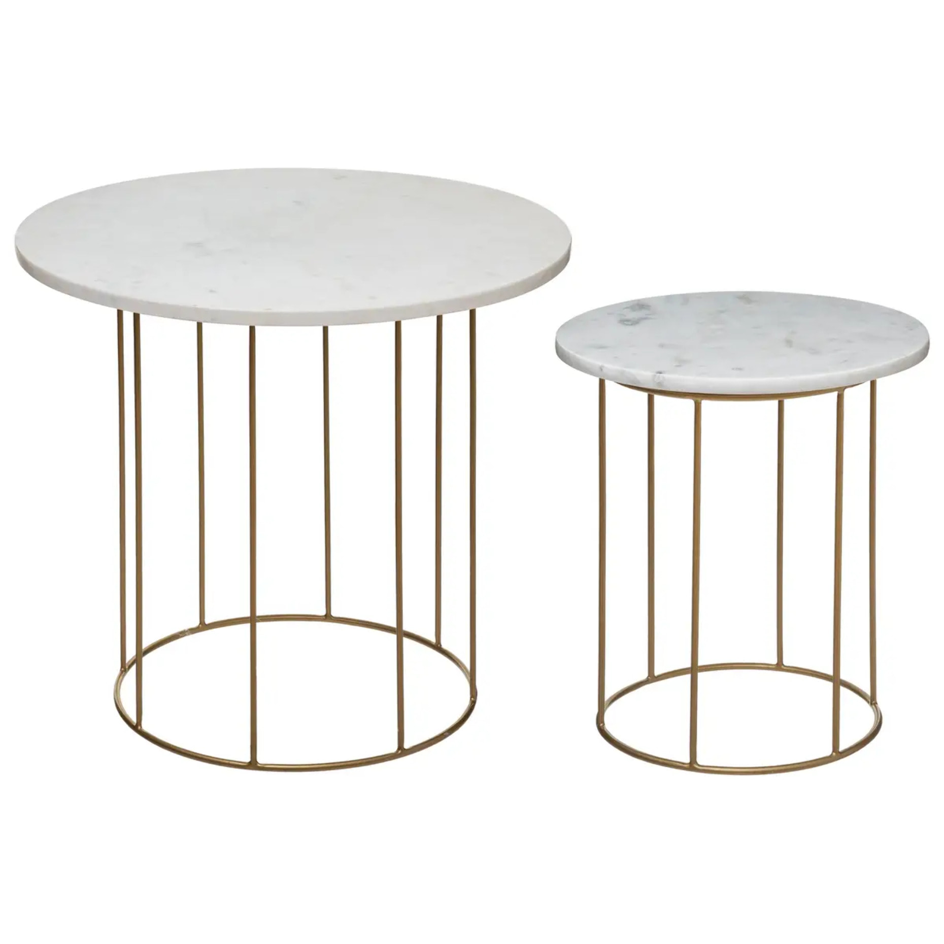 Lot de 2 tables gigognes "Garance" blanc plateau marbre
