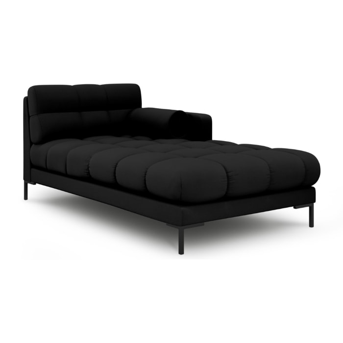 Méridienne droite "Bali" en tissu structurel noir