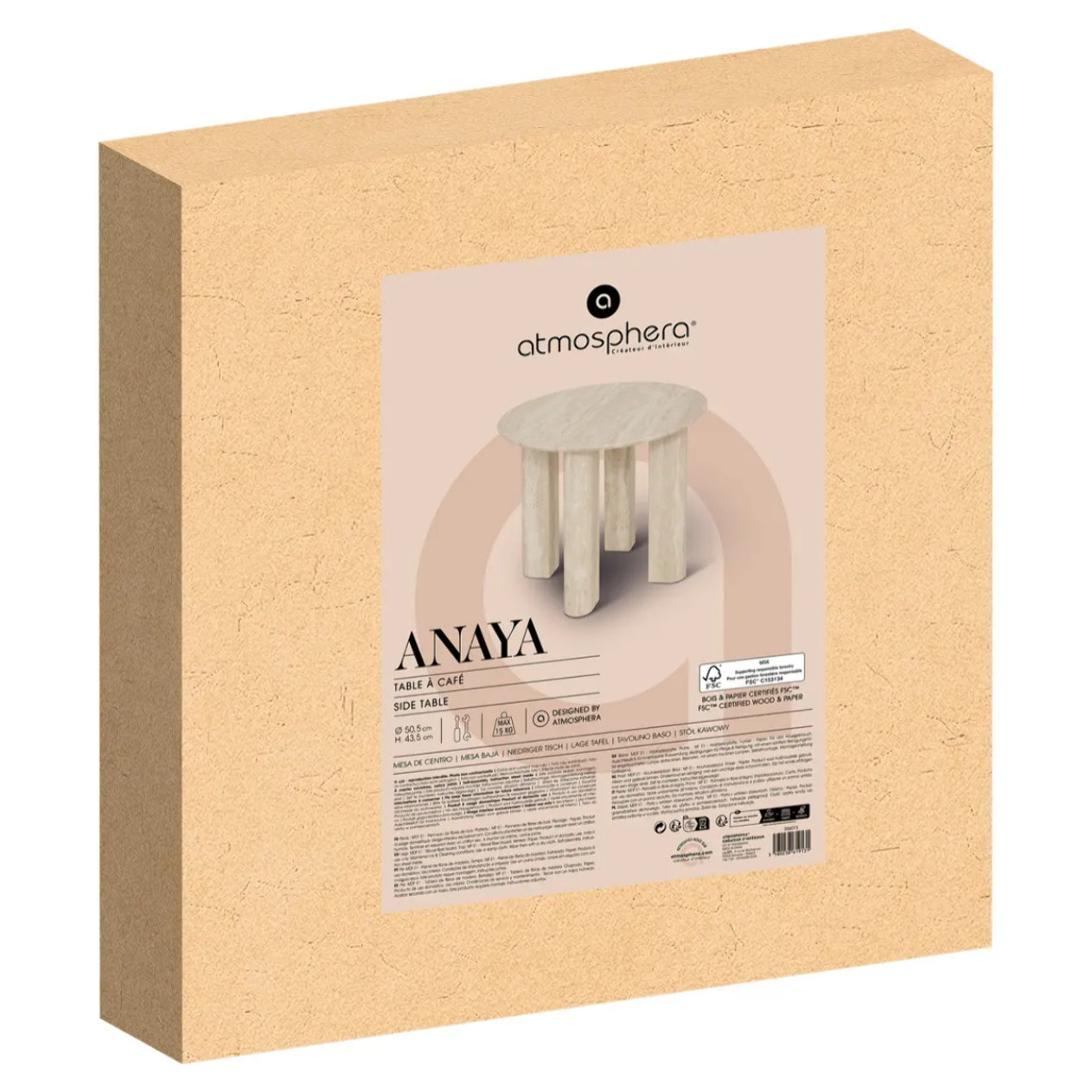 Table d'appoint Anaya beige 50,5x50,5cm