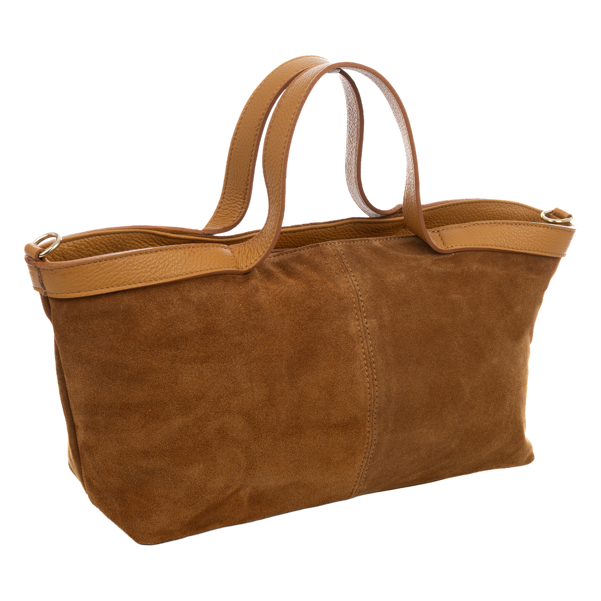 Bassignana Bolso Tote Mujer. Piel auténtica Gamuza con detalles Dollaro.