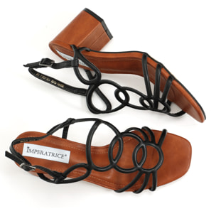Sandali in simil pelle con tacco comodo