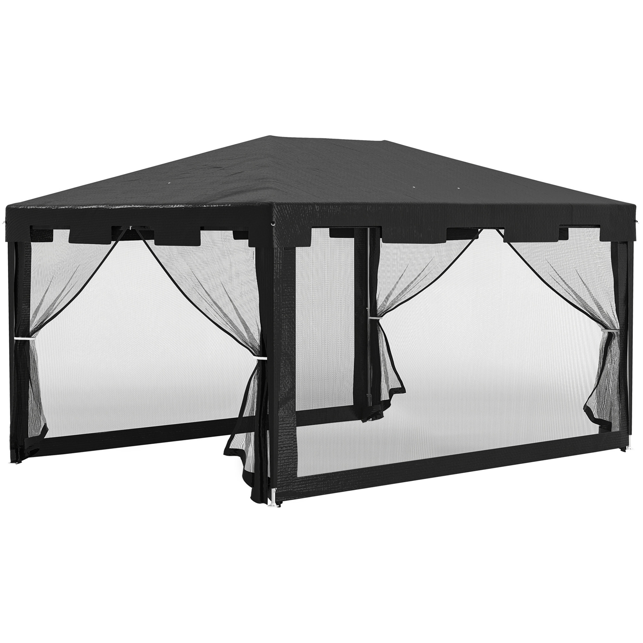 Tonnelle barnum 3 x 4 m 2 portes moustiquaire intégrale métal PE anthracite