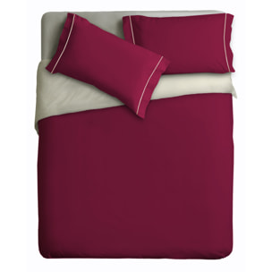 Parure Copripiumino Double-Color IPERSAN Puro Cotone Bordeaux/Panna
