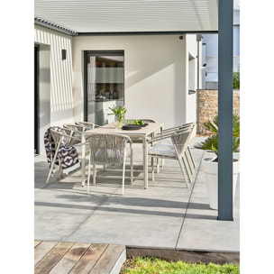 TIGUA - Ensemble repas jardin 8 places Céramique sur verre - Grège